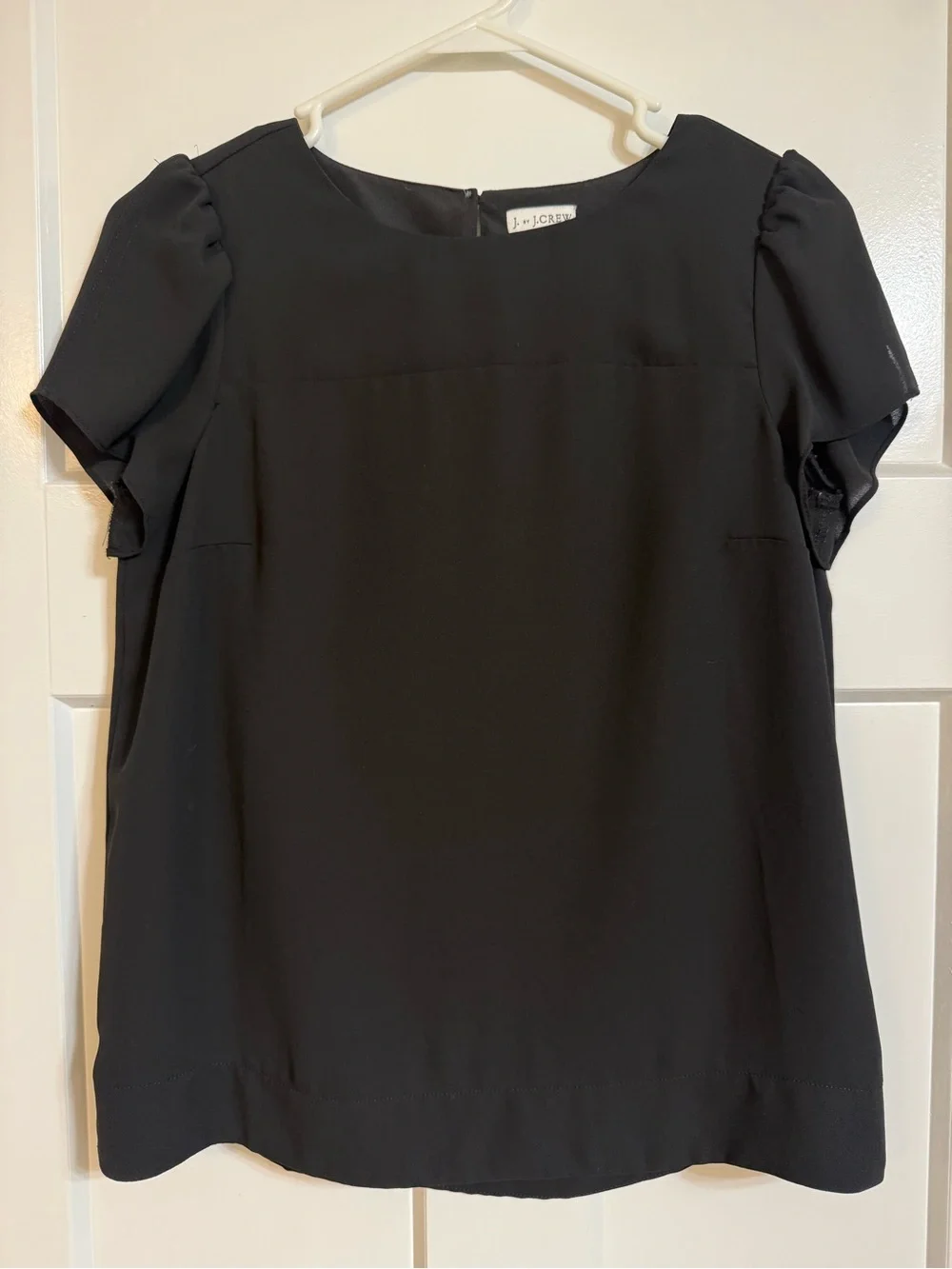 J. Crew Black Flutter Sleeve Women's Blouse